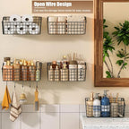 Sonyabecca 6 Pack Hanging Wall Basket for Organizing, Large Wire Basket for Storage Pantry with 5 S Hook+6 Adhesive Hook, Wall Mounted Shelf for Kitchen Bathroom - size: 13"L x 6.3"W x 6.02"H-6Pack