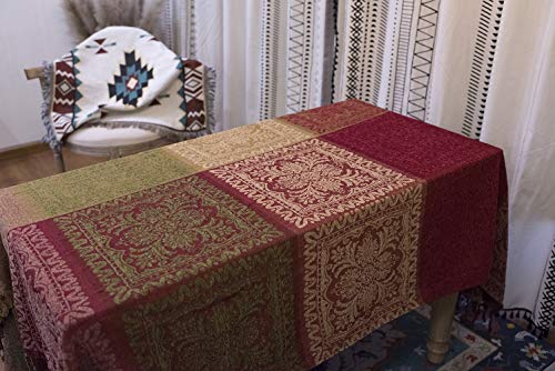 AIVIA Boho Sofa Couch Throw Blanket Futon Slipcover, Recliner Chair Throws Sofa Cover Colorful Chenille Woven Bohemian Decor - 60" x 75" Green Wine Red - color: Red Green Beige, size: 60" x 75"