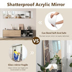 Shiftshade 4 Pack Wall Mirror Full Length, 12 x 12 Inch Acrylic Mirror Tiles, Shatterproof Flexible Plastic Mirror Sheets for Bedroom Home Gym Door - size: 12x12inchx4pack