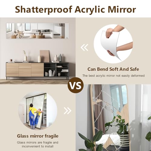 Shiftshade Mirror Wall Full Length,12X14 Inch Unbreakable Mirror Tiles for Bedroom Home Gym Door, Acrylic Mirror Full Body Shatterproof Mirror Stickers for Walls,Mirror Sheets (4pcs) - size: 12x14inchx4pack