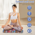 Boho Floor Pillow, Large Meditation Pillows for Adults, Meditation Mat Washable, Soft Meditation Cushion for Yoga Living Room Tatami Sitting Home Decor (Style 1)
