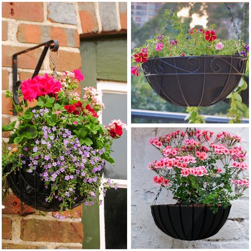 4 Pack 16 Inch Fabric Planter Basket Liner- Felt Flower Pot Liners Replacement Coco Fiber Liner for Hanging Basket Flowers Round Hanging Basket Liners Prevent Birds from Nesting - size: 4pack-16inch