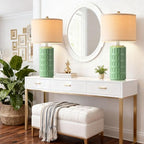 PARTPHONER 23" Farmhouse Modern Ceramic Table Lamp Set of 2 - Sage Green Bedside Lamps for Bedroom & Living Room, Nightstand, Desk, End Table - color: Sage Green