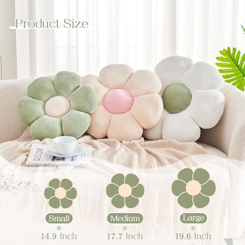 Kcvvcr Beige Flower Pillow, 17.7" Cute Flower Shaped Floor Pillow, Aesthetic Floral Plush Daisy Decorative Throw Pillows for Bed Sofa Couch - color: Al-beige, size: 17.7 Inch