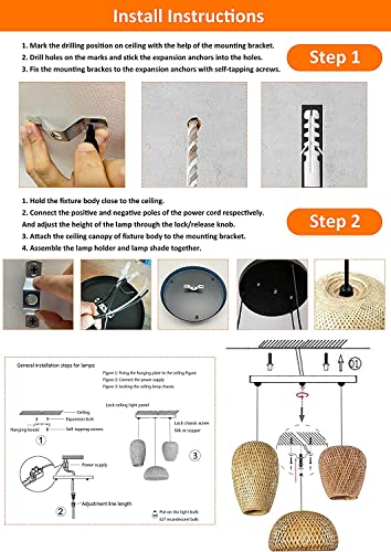 GCQ Bamboo Lantern Pendant Lamp, Retro Japanese Style E27 Chandelier Hanging Light Ceiling Lighting Fixture for Living Room Bedroom Restaurant Cafe Teahouse Bar Dining Room Club