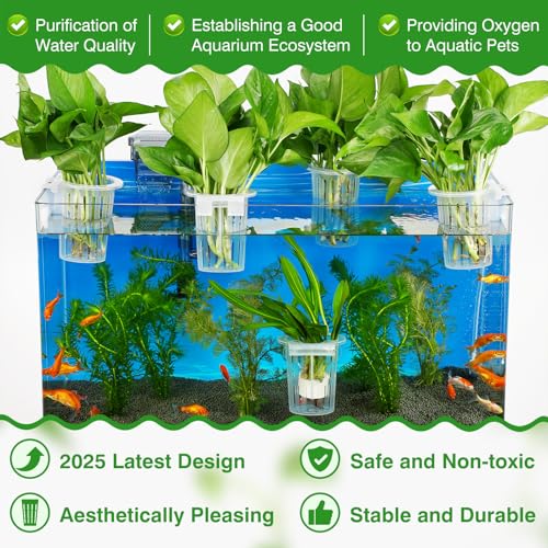 2025 New Upgraded Large Aquarium Plant Holder with 1.57-inch Extension Hooks and Suction Cups for Fish Tank Aquaponic Plant Cultivation and Aquascape Accessories Decorations (4 PCS) Transparent - color: Transparent-4 Pieces