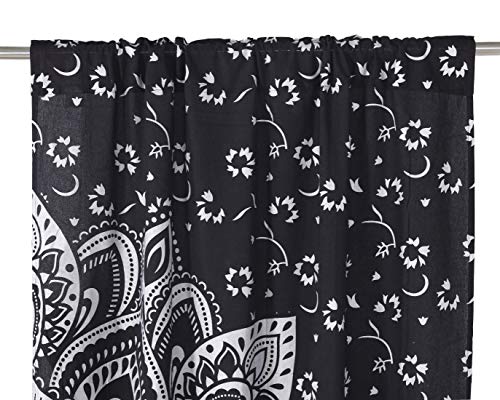 Popular Handicrafts Indian Hippie Bohemian Beautiful Ombre Color Mandala Curtain Panels Black Silver - color: Black Silver, size: 38"W x 83"L (Pack of 2)