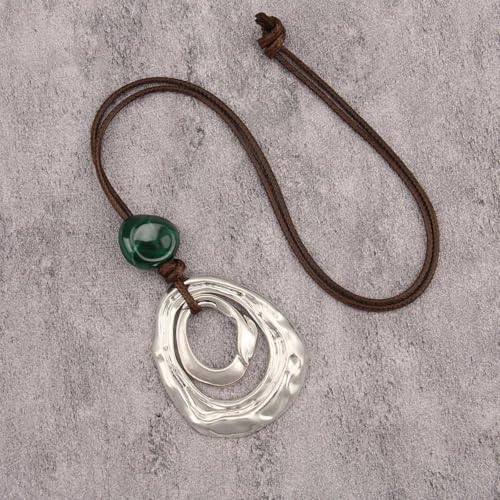 Leather Necklace for Women Long Boho Pendant Hippie Choker Necklace Bohemian Layered Leather Rope Wooden Jewelry Gifts - style: Long Chunky Boho Necklace