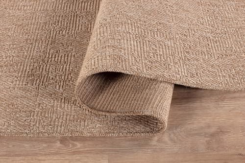 Washable Easy Jute Rug 8x10, Indoor Outdoor Rugs Natural Color Farmhouse Area Rugs for Living Room, Kitchen Rug High Traffic Area, Easy to Clean Solid Boho Woven Design Outside Carpet (8 X 10 Natural) - color: Natural, size: 8' x 10' (Rectangular)