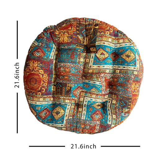 ELEFOCUS Blue Bohemian Seat Cushion,Indoor Boho Chair Cushions for Dining Chairs，Round Chair Pad，Decorative Seat Cushions for Kitchen Chairs(Blue Round B 21X21) - color: Blue Round B 21x21