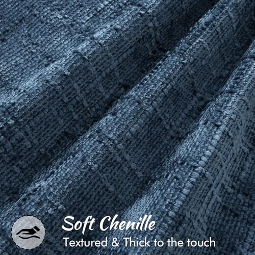 decorUhome Chenille Throw Pillow Covers 24x24 Set of 2, Soft Textured Slubby Modern Decorative Pillow Covers with Elegant Design for Couch, Sofa, Living Room, Navy Blue - color: Navy Blue, size: 24" x 24" (Pack of 2)
