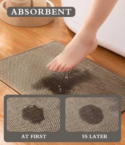 YIHOUSE Bathroom Rugs Sets 2 Pieces, Grey Ultra Thin Bath Mats Fit Under Door, Absorbent Quickly Dry Rubber Backing Braided Bath Mat Set, Non Slip Washable Bath Rugs Mat for Bathroom Floor, Grey - color: Grey, size: 2pieces