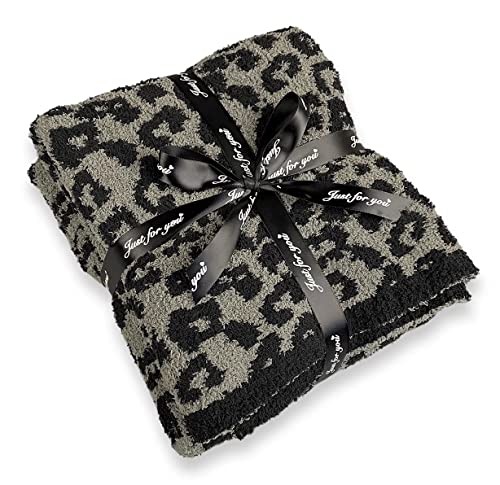 Yarn Leopard Jacquard Throw Blanket Fringe Lightweight Cozy Bed Blanket Soft Throw Blanket fit Couch Sofa Suitable for All Season,Graphite/Carbon - color: Graphite/Carbon, size: 51"x71"