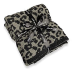 Yarn Leopard Jacquard Throw Blanket Fringe Lightweight Cozy Bed Blanket Soft Throw Blanket fit Couch Sofa Suitable for All Season,Graphite/Carbon - color: Graphite/Carbon, size: 51"x71"