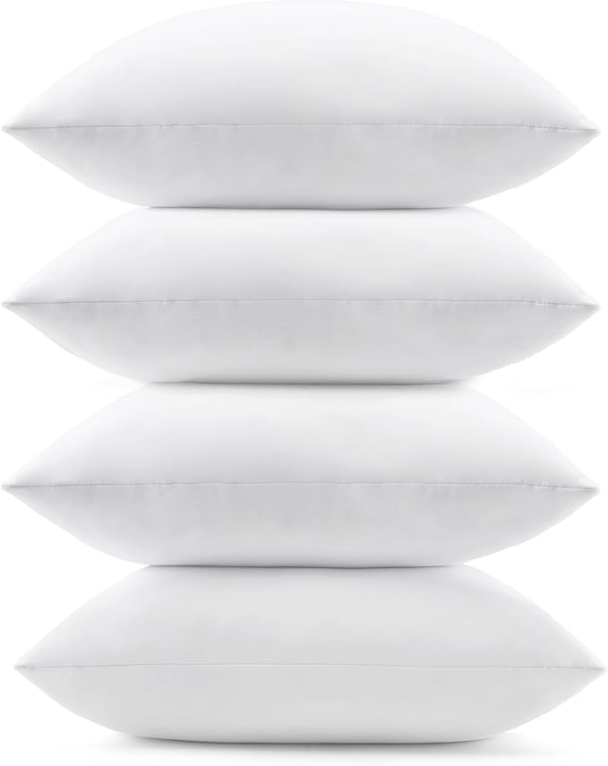puredown® 12x20 Feather Down Pillow Inserts, 4 Pack Lumbar Pillow Inserts for Couch, Chairs, Office, Apartments
