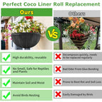 Riare 16x160 Inch Black Felt Planter Liner Roll- 2 Rolls Non-Woven Fabric Planter Liner for Outdoor Plants, Coco Liner Roll Alternative Basket Planter Liner for Planters Hanging Basket Window Box - size: 16 x 160 Inch