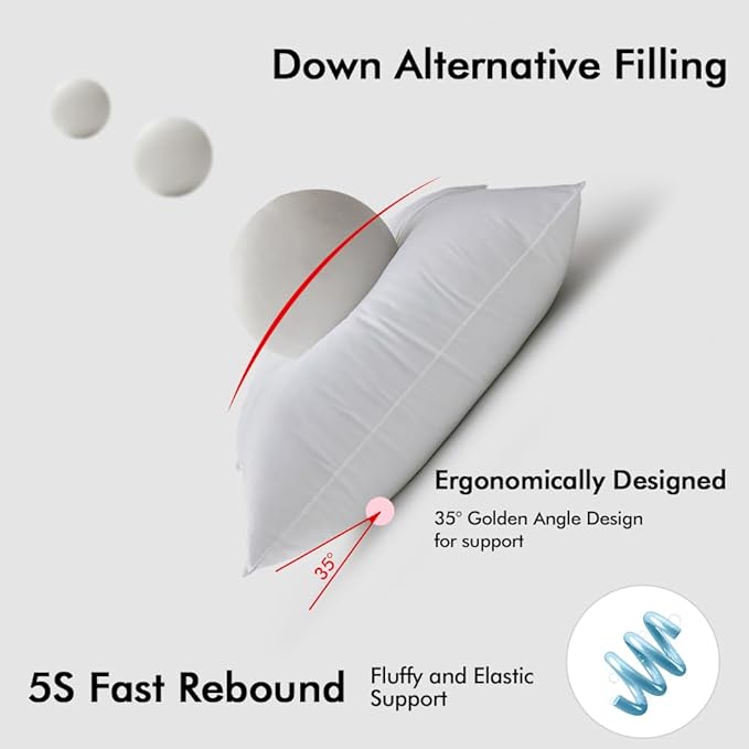 MIULEE 24x24 Down Alternative Pillow Inserts,Pack of 4 Euro Throw Pillows 24 x 24 Inch Body Bed Sleeping Ultra Soft Fluffy Form for Sofa Couch Bed