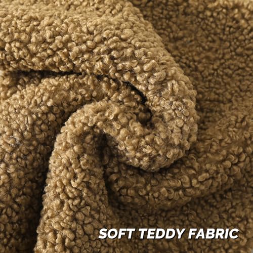 FUTEI Khaki Throw Pillow Covers 18x18 Inch Set of 2,Furry Faux Fur Teddy Boucle Textured Cushion Covers,Soft Fluffy Decorative Pillow Case,Home Decor for Couch Bed Living Room Office Car - color: Khaki, size: 18" x 18" (Pack of 2)