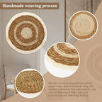7 Pieces Bohemian Round Wall Baskets Wicker Rattan Wicker Wall Decor for Bedroom, Living Room (Style B)