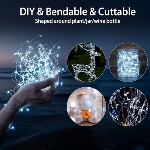 VOOKRY 32 Pcs Fairy Lights Battery Operated String Lights - 10 ft 30 LEDs Waterproof Silver Wire Mini Firefly Starry Moon Lights for DIY Crafts Wedding Party Table Centerpieces Christmas(Cool White) - color: Cool White, size: 32 Pack
