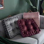 vctops Christmas Square Solid Color Velvet Seat Cushion with Handle Tufted Thicken Chair Pad Tatami Floor Pillow Cushion 16.5"x16.5"x4" Red - color: Red