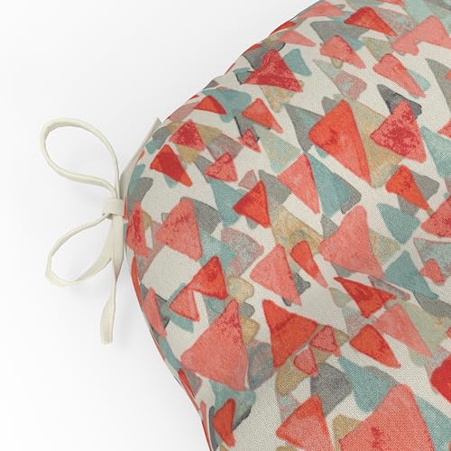 Pillow Perfect Abstract Indoor/Outdoor Chairpad with Ties, Tufted, Weather, and Fade Resistant, 17" x 17.5", Reef Point Coral, 2 Count - color: Reef Point Coral, size: 17" x 17.5"