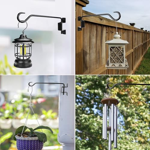 Aidoclip 2PCS Wall Mounted Plant Hanger, Indoor/Outdoor Decorative Hook for Hanging Plants, Windchime, Baskets – Rustic Iron Plant Holder, Ideal Wall Décor, Ceiling Hooks for Indoor Garden- (12in) - color: black-A, size: 12 Inch