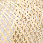 Handmade Woven Bamboo Pendant Lighting Antique Rattan Single Lantern Ceiling Hanging Light Natural Wooden Ceiling Fixture with Adjustable Cord for Living Room Restaurant Bedroom - size: 16 Inch