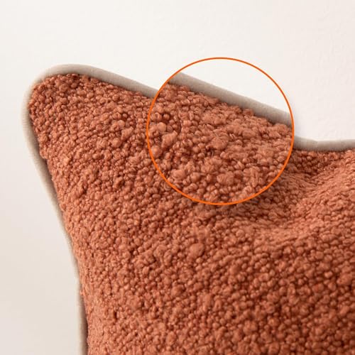Amazon Basics Boucle Throw Pillow Covers for Couch, Living Room, Orange Home Decor with Hidden Zipper, Brown, 22×22in, Pack of 2 - color: Brown, size: 22" x 22" (Pack of 2)