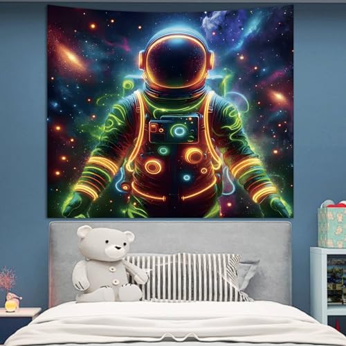 Apdidl Blacklight Posters Tapestry Space Astronaut Tapestries for Bedroom, Black Light Posters Cool Space Galaxy Wall Hanging, UV Reactive Art Aesthetic Decor Tapestry for Living Room Dorm (51"X60") - color: Night Sky Blacklight Tapestry, size: 60"L x 51"