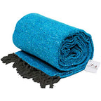 Open Road Goods Solid Color Mexican Yoga Blanket – Large Handwoven Throw for Yoga, Beach, Camping or Home – Soft and Durable Cotton Blend - color: Blue Blanket