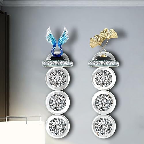 ZOLAPI Set of 2 Crystal Crush Diamond Candle Sconces, Gorgeous Silver Mirrored Wall Sconce, Round Candle Holder Glass Wall Decorations for Home Décor, Living Room, Dining Room. - color: Silver Mirror 0