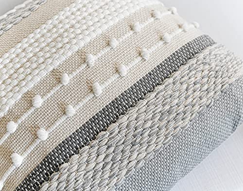 BlissBlush Gray Boho Throw Pillow Cover 18x18 Grey Decorative Accent Pillow for Couch Square Woven Textured Pillowcase Modern Farmhouse Pillow for Bed Bohemian Pillow Cover (Pack of 1) - color: Gray, size: 18" x 18" (Pack of 1)