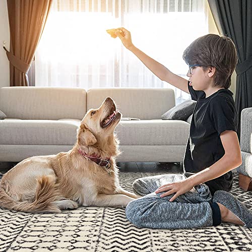 Boho Rugs for Living Room, 4x6 Moroccan Vintage Non-Slip Large Area Rug, Machine Washable Low-Plie Kitchen Mat Accent Rug for Bedroom Playroom Dining Room - color: Black, size: 4' x 6' (Rectangular)