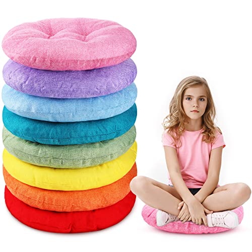 Fumete 8 Pcs 16 Inch Floor Cushions Pillow for Kids Bulk Classroom Round Flexible Seating Floor Cushions for Students Home Daycare School Reading Corner Yoga Meditation Picnic (Classic Rainbow) - color: Classic Rainbow