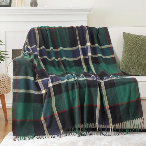 BATTILO HOME Forest Green Plaid Throw Blanket for Couch - Christmas Plaid Blanket Buffalo Checkered Blankets - Lightweight Farmhouse Outdoor Throw Blankets for Bed, Sofa 50"x60" - color: Forest Green