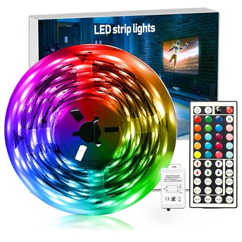 DAYBETTER Led Strip Lights 32.8 ft RGB Color Changing Lights Strip for Bedroom, Desk, Home Decoration, with Remote and Power Supply - size: 32.8FT
