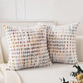 Boho Throw Pillow Covers Set of 2-18x18 Inch Farmhouse Tufted Pillow Covers Neutral Chenille Boho Throw Pillows, Accent Fluffy Pillow Cases for Couch Living Room Bed Sofa, Yellow and White - color: Yellow, size: 18" x 18" (Pack of 2)