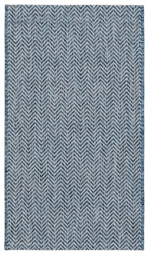 SAFAVIEH Outdoor Accent Rug 2'x3'7" - Courtyard Collection - Coastal Design, Navy & Grey, Durable & Easy Cleaning, Ideal for Patio, Entryway, Mudroom, Backyard (CY8022-36821) - color: Navy/Grey, size: 2' x 3'7" (Rectangular)