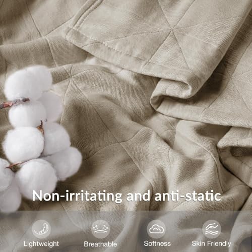 Exclusivo Mezcla 100% Cotton Muslin Blanket for Bed, King Size 4-Layer Moisture-Wicking and Breathable Ultra Soft Gauze Blanket for Spring Summer, 104"x90", Khaki - color: Khaki, size: King (104"x90")