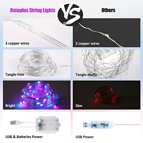 Battery Operated Fairy Lights Color Changing String Light with Remote, 16.4FT 1-Pack Twinkle LED Lights USB Plug or Battery Powered, Outdoor Christmas Decorations for Bedroom Party Indoor - color: Multi-colore-1pack