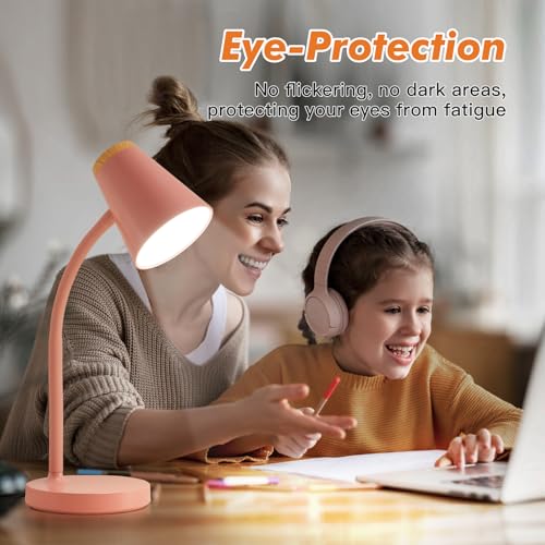 EJIAXIN Desk Lamps for Home Office - Small LED Desk Lamp Touch Dimmable Reading Light for College Dorm Room - Adjustable Flexible Gooseneck Table Lamp for Bedside Bedroom Nightstand Pink - color: Pink