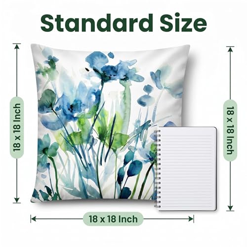 COMMINY Blue Green Flower Pillow Covers 18x18 Inch Set of 6, Spring Summer Pillow Covers, Hydrangea Floral Throw Pillow Case for Couch Sofa Bed Decor, Indoor Decorative Cushion Cover - color: Blue Green Hydrangea Flower, size: 18" x 18" (Pack of 6)