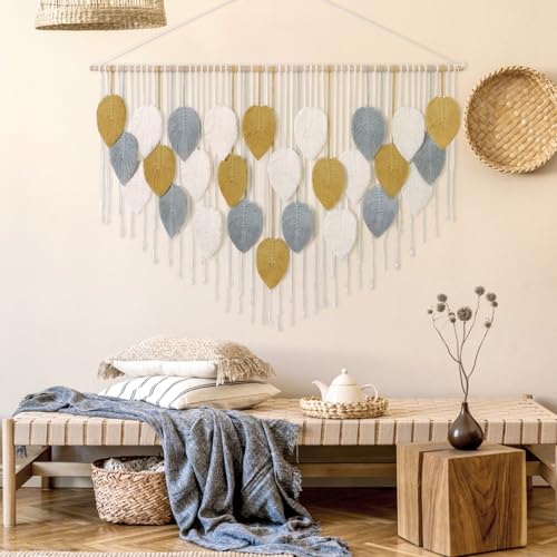 LOMOHOO Macrame Wall Hanging, Large Boho Home Decor,Bohemian Woven Decoration for Bedroom Living Room Apartment Dorm Gallery Perfect Handmade Gift Ideas (51.5" W x 33.5" L) - color: 51.5"W x 33.5"L