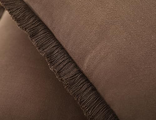 NUYECY Set of 2 Natural Linen Fringed Throw Pillow Covers,Chocolate Neutral Decorative Pillowcase with Chic Tassel Burlap Boho Square Cushion Covers for Couch Sofa Farmhouse,22x22 inches - color: Chocolate, size: 22" x 22" (Pack of 2)