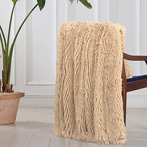 Tuddrom Decorative Extra Soft Faux Fur Blanket Twin Size 70" x 78",Solid Reversible Fuzzy Fluffy Cozy Plush Fleece Comfy Microfiber Blanket for Couch Sofa Bed,Apricot - color: Apricot, size: Twin-70" x 78"