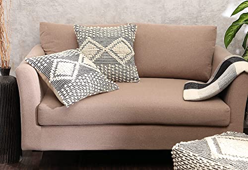 · REDEARTH · Handmade Boho Throw Pillow Covers - Bohemian Farmhouse Style for Indoor and Covered Patio - Accent Woven Cushion Cases for Couch, Bed, Chair, Sofa, Benches – Set of 2-18"x18" - Black - color: Diamond Medley Black, size: 18" x 18" (Pack of 2)