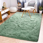 Awaytail Sage Rug Collection - 3 x 5' Non-Slip Height Pile 1.4" Plush Rug Rubber Backing - Throw Rugs Carpet for Bedroom - color: Sage, size: 3' x 5' (Rectangular)