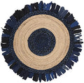 SAFAVIEH Cape Cod Collection 3' Round Navy / Natural CAP701N Handmade Boho Fringe Jute & Cotton Area Rug - color: Navy/Natural, size: 3' (Round)