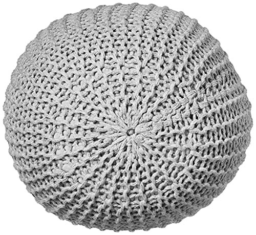 Urban Lifestyle Round Knit Pouf, Light Grey - color: Light Grey